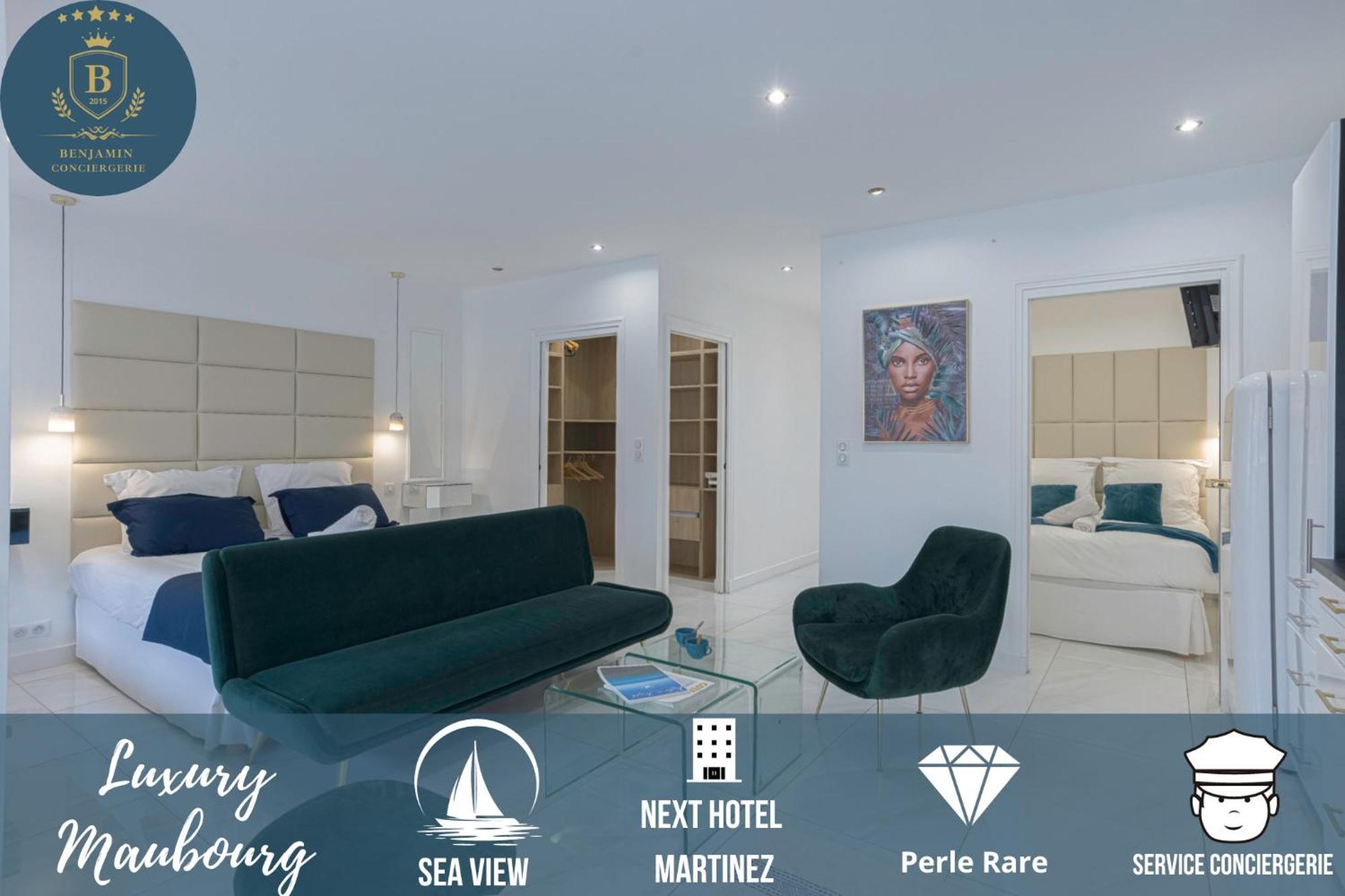 Luxury Maubourg - Vue Mer - Croisette 50M Plage - Clim - Terrasse Cannes Exteriör bild